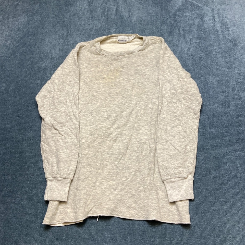 Duofold Thermal Shirt Mens Large Heather Gray Long Sleeve Crew Neck Pullover